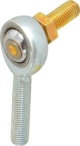 Made in USA - 5/16" ID, 7/8" Max OD, 7,639 Lb Max Static Cap, Male Spherical Rod End with Stud - 5/16-24 RH, Alloy Steel with Steel Raceway - Caliber Tooling