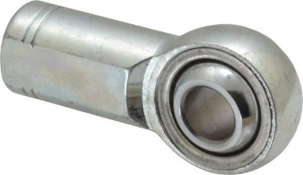 Made in USA - 7/16" ID, 1-1/8" Max OD, 10,290 Lb Max Static Cap, Plain Female Spherical Rod End - 7/16-20 RH, Alloy Steel with Steel Raceway - Caliber Tooling