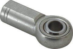 Made in USA - 1/2" ID, 1-5/16" Max OD, 15,340 Lb Max Static Cap, Plain Female Spherical Rod End - 1/2-20 RH, Alloy Steel with Steel Raceway - Caliber Tooling