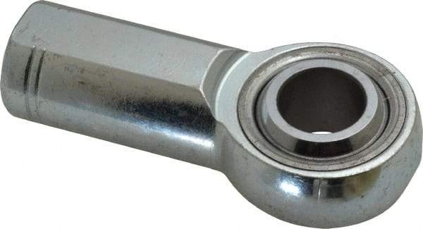 Made in USA - 3/4" ID, 1-3/4" Max OD, 28,090 Lb Max Static Cap, Plain Female Spherical Rod End - 3/4-16 RH, Alloy Steel with Steel Raceway - Caliber Tooling