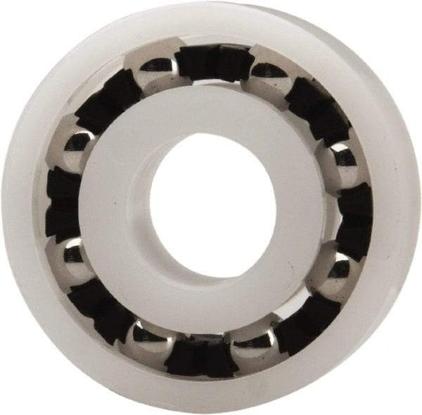 Made in USA - 8mm Bore Diam, 22mm OD, Open Plastic Race Radial Ball Bearing - 7mm Wide, 1 Row, Round Bore, 33 Lb Static Capacity, 42 Lb Dynamic Capacity - Caliber Tooling