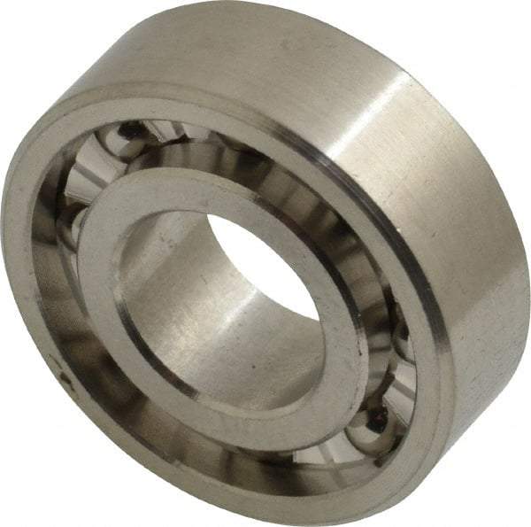 Made in USA - 1/2" Bore Diam, 1-1/8" OD, Open Precision Ground Radial Ball Bearing - 3/8" Wide, 1 Row, Round Bore, 129 Lb Static Capacity, 165 Lb Dynamic Capacity - Caliber Tooling