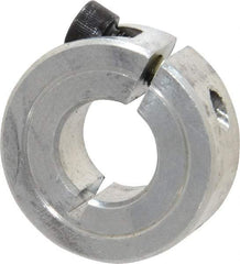 Climax Metal Products - 1/2" Bore, Aluminum, One Piece Clamp Collar - 1-1/8" Outside Diam, 13/32" Wide - Caliber Tooling