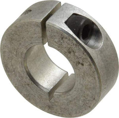 Climax Metal Products - 5/8" Bore, Aluminum, One Piece Clamp Collar - 1-5/16" Outside Diam, 7/16" Wide - Caliber Tooling