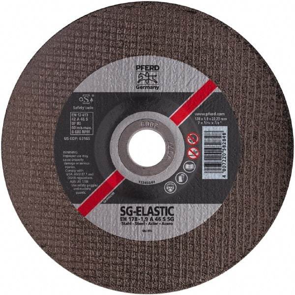 PFERD - 46 Grit, 4-1/2" Wheel Diam, 1/8" Wheel Thickness, Type 27 Depressed Center Wheel - Aluminum Oxide - Caliber Tooling