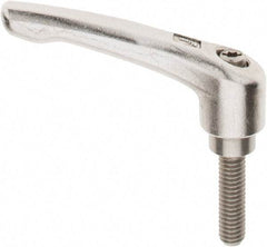 KIPP - 5/16-18, 17/32" Hub Diam, Stainless Steel Threaded Stud Adjustable Clamping Handle - 30mm Stud Length, 74.5mm OAL, 42.5mm High - Caliber Tooling