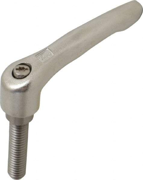 KIPP - 3/8-16, 17/32" Hub Diam, Stainless Steel Threaded Stud Adjustable Clamping Handle - 40mm Stud Length, 74.5mm OAL, 42.5mm High - Caliber Tooling