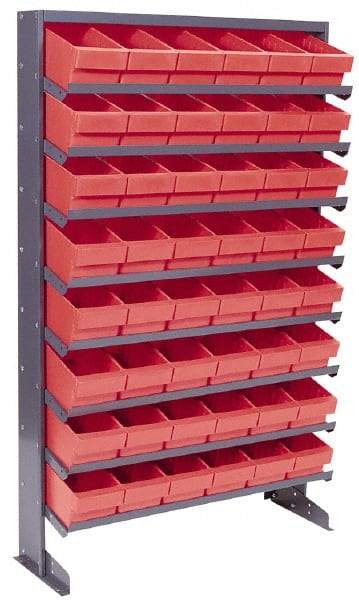 Quantum Storage - 400 Lb Capacity, 12" Deep x 36" Wide x 60" High, Steel Pick Rack - 1 Side, 48 Red Polystyrene Bins - Caliber Tooling