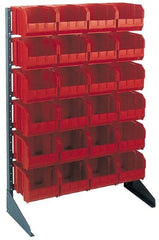 Quantum Storage - 250 Lb Capacity, 24" Deep x 36" Wide x 53" High, Steel Pick Rack - 1 Side, 48 Red Polyethylene/Polypropylene Bins - Caliber Tooling