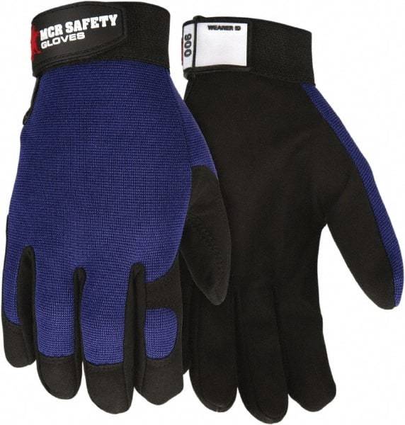 MCR Safety - Size 2XL Synthetic Blend General Protection Work Gloves - For Work & Driver, Uncoated, Hook & Loop Cuff, Black/Blue, Paired - Caliber Tooling