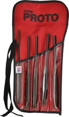 Proto - 5 Piece, 5/32 to 5/16", Pin Punch Set - Hex Shank, Steel, Comes in Tool Roll - Caliber Tooling