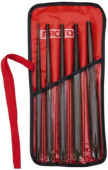 Proto - 5 Piece, 1/8 to 5/16", Drift Punch Set - Hex Shank, Steel, Comes in Tool Roll - Caliber Tooling