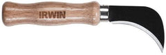 Irwin - Fixed Linoleum Knife - 4.3333" Blade, Silver & Brown Wood Handle, 1 Blade Included - Caliber Tooling