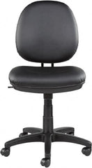 ALERA - 18-3/4 to 23-1/2" High Task Chair - 19" Wide x 25-3/4" Deep, Leather Seat, Black - Caliber Tooling