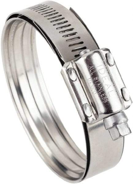 IDEAL TRIDON - SAE Size 425, 3-5/16 to 4" Diam, Stainless Steel Worm Drive Clamp - 5/8" Wide, Material Grade 300/410, Series 38215 - Caliber Tooling