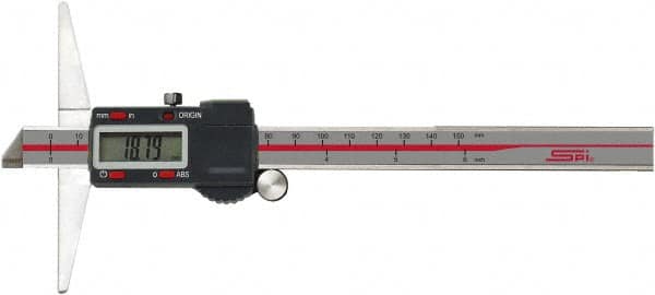 SPI - 0" to 8" Electronic Depth Gage - 0.0015" Accuracy, 0.0005" Resolution, 4" Base Length - Caliber Tooling