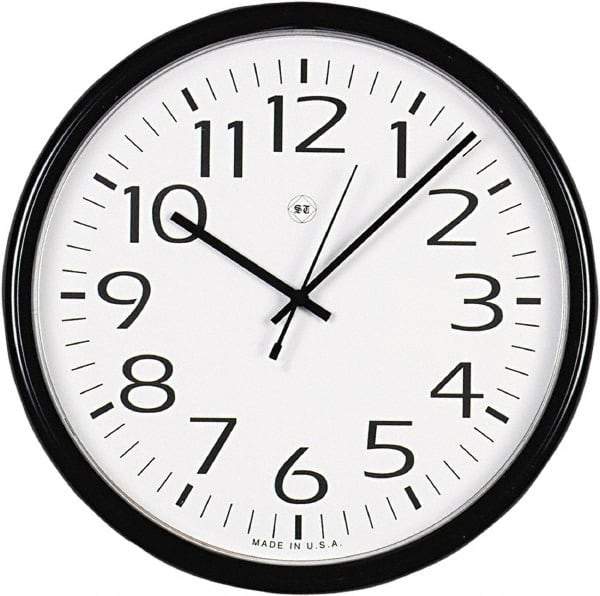 UNIVERSAL - 12 Inch Diameter, White Face, Dial Wall Clock - Analog Display, Black Case, Runs on AA Battery - Caliber Tooling