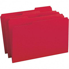 SMEAD - 14-5/8 x 9-1/2", Legal, Red, File Folders with Top Tab - 11 Point Stock, Assorted Tab Cut Location - Caliber Tooling