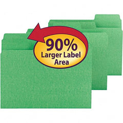 SMEAD - 11-5/8 x 9-1/2", Letter Size, Green, File Folders with Top Tab - 11 Point Stock, Assorted Tab Cut Location - Caliber Tooling