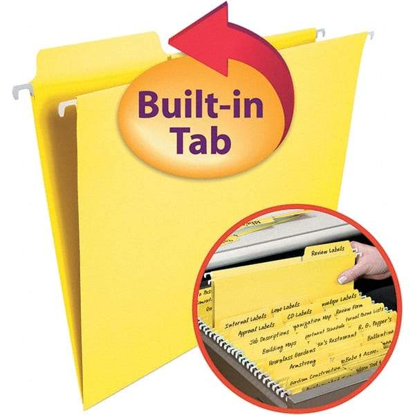 SMEAD - 12-1/4 x 9-1/2", Letter Size, Yellow, Hanging File Folder - 11 Point Stock, 1/3 Tab Cut Location - Caliber Tooling