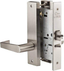 Ability One - Grade 1 Corridor Lever Lockset - 2-3/4" Back Set, Zinc, Satin Stainless Steel Finish - Caliber Tooling