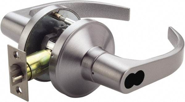 Ability One - Grade 1 Communication Lever Lockset - 2-3/4" Back Set, Zinc, Satin Chrome Finish - Caliber Tooling