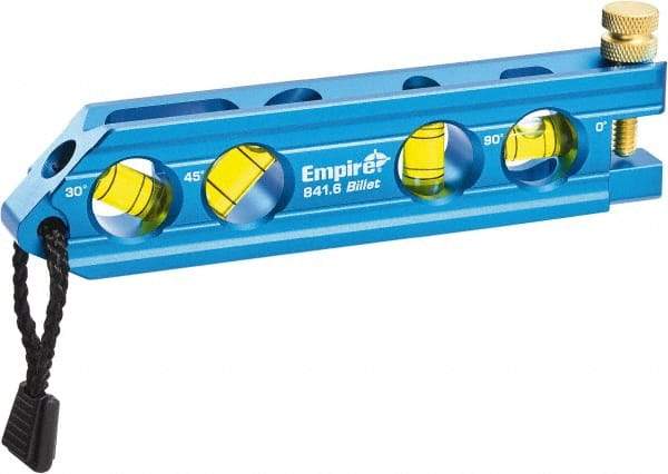 Empire Level - Magnetic 6" Long 4 Vial Torpedo Level - Metal, Blue, 1 Level, 1 Plumb & 1 30° & 1 45° Vials - Caliber Tooling