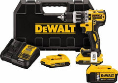 DeWALT - 20 Volt 1/2" Metal Single Sleeve w Carbide Jaws Ratcheting Chuck Chuck Cordless Hammer Drill - 0 to 34,000 BPM, 0 to 500 & 0 to 2,000 RPM, Reversible, Mid-Handle - Caliber Tooling