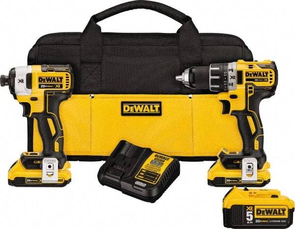 DeWALT - 20 Volt Cordless Tool Combination Kit - Includes Brushless Compact Drill/Driver & Impact Driver, Lithium-Ion Battery Included - Caliber Tooling