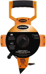 Keson - 100' x 1/2" Tape Measure - 1/8, 1/10 & 1/100" Graduation - Caliber Tooling