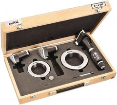 Starrett - 50 to 100mm, 100mm Gage Depth, 0.001mm Resolution, Friction Thimble, IP65 Electronic Inside Hole Micrometer Set - Accurate to 0.005mm, 1 Head, 3 Anvils, 2 Setting Rings, Data Output, Instant Inch/Millimeter Conversion - Caliber Tooling