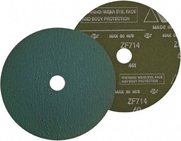 VSM - 5" Diam 7/8" Hole 120 Grit Fiber Disc - Medium Grade, Zirconia Alumina, 12,000 Max RPM - Caliber Tooling