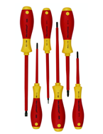 Insulated Screwdrivers Slotted 4.5; 6.5mm Phillips #1; 2. Square #1; 2. 6 Piece Set - Caliber Tooling