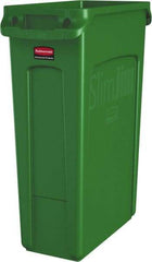 Rubbermaid - 23 Gal Green Rectangle Trash Can - Polyethylene, None Graphic, 30" High x 22" Long x 11" Wide, Lid Not Included - Caliber Tooling