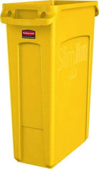 Rubbermaid - 23 Gal Yellow Rectangle Trash Can - Polyethylene, None Graphic, 30" High x 22" Long x 11" Wide, Lid Not Included - Caliber Tooling