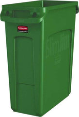 Rubbermaid - 16 Gal Green Rectangle Trash Can - Polyethylene, None Graphic, 25" High x 22" Long x 11" Wide, Lid Not Included - Caliber Tooling