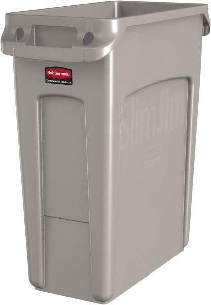 Rubbermaid - 16 Gal Beige Rectangle Trash Can - Polyethylene, None Graphic, 25" High x 22" Long x 11" Wide, Lid Not Included - Caliber Tooling