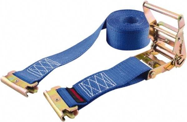 Erickson Manufacturing - 20' Long x 2" Wide, 3,500 Lb Basket Capacity, Polyester & Steel Web Sling - Blue - Caliber Tooling