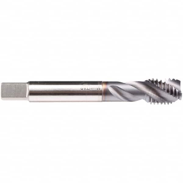 Emuge - M24x3.00 M 3 Flute 6H Modified Bottoming Spiral Flute Tap - High Speed Steel, TiCN Finish, 160mm OAL, Right Hand Flute, Right Hand Thread, Series C4939300 - Caliber Tooling