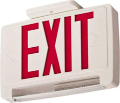 Lithonia Lighting - 1 Face, 2.32 Watt, White, Thermoplastic, LED, Illuminated Exit Sign - 120/277 VAC, Nickel Cadmium, Surface Mounted, Wall Mounted - Caliber Tooling