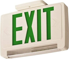 Lithonia Lighting - 1 Face, 2.32 Watt, White, Thermoplastic, LED, Illuminated Exit Sign - 120/277 VAC, Nickel Cadmium, Surface Mounted, Wall Mounted - Caliber Tooling