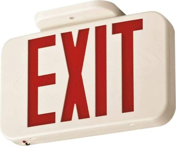 Lithonia Lighting - 1 Face, 0.8 Watt, White, Thermoplastic, LED, Illuminated Exit Sign - 120/277 VAC, Nickel Cadmium, Surface Mounted, Wall Mounted - Caliber Tooling