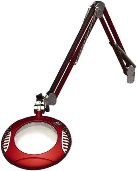 O.C. White - 43 Inch, Spring Suspension, Clamp on, LED, Blaze Red, Magnifying Task Light - 8 Watt, 7.5 and 15 Volt, 2x Magnification, 6 Inch Long - Caliber Tooling