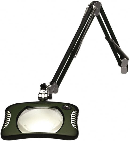 O.C. White - 43 Inch, Spring Suspension, Clamp on, LED, Racing Green, Magnifying Task Light - 8 Watt, 7.5 and 15 Volt, 2x Magnification, 5-1/4 Inch Wide, 7 Inch Long - Caliber Tooling