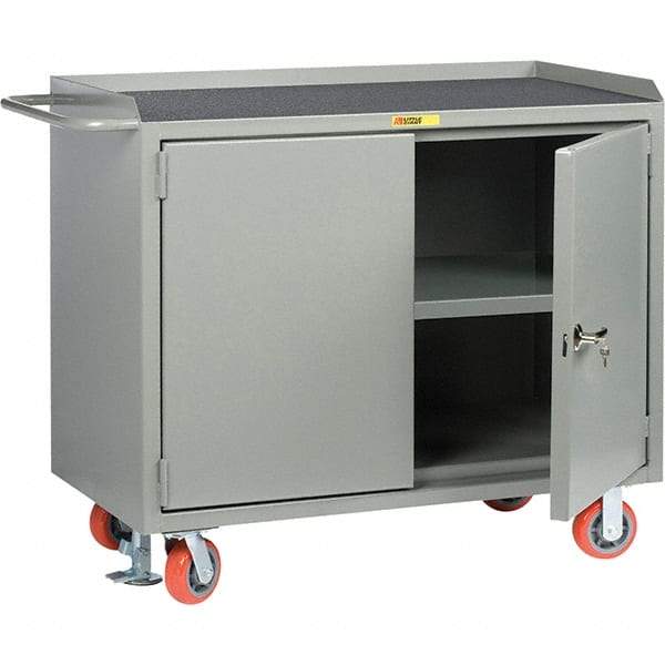 Little Giant - 3,600 Lb Capacity, 2 Door Mobile Service Bench - 41" Wide x 24" Deep x 43" High, Steel, Gray - Caliber Tooling