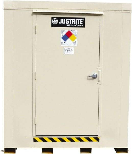 Justrite - 6 Drum, 105 Gal Sump Capacity, Locker - 7.91' Long x 5-1/2' Wide x 8.08' High, Galvanized Steel - Caliber Tooling