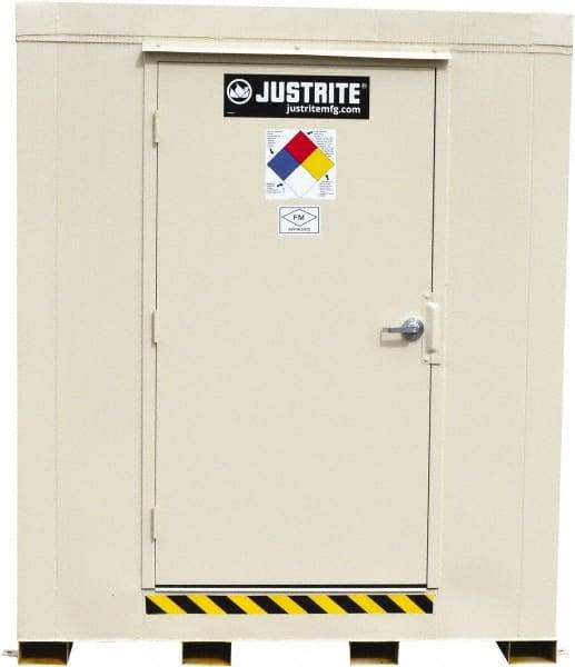 Justrite - 2 Drum, 75 Gal Sump Capacity, Locker - 6' Long x 3-1/2' Wide x 6.25' High, Galvanized Steel - Caliber Tooling