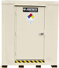 Justrite - 12 Drum, 205 Gal Sump Capacity, Locker - 7.33' Long x 10' Wide x 8' High, Galvanized Steel - Caliber Tooling