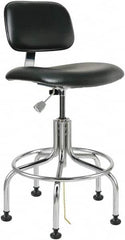 Bevco - 24-1/2 to 29-1/2" High Adjustable Height Swivel Stool - 22" Wide x 22" Deep, Vinyl Seat, Black - Caliber Tooling