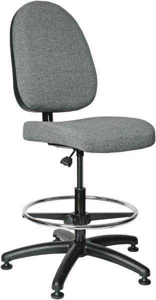 Bevco - 20 to 27-1/2" High Adjustable Height Swivel Stool - 27" Wide x 27" Deep, 100% Olefin Seat, Gray - Caliber Tooling